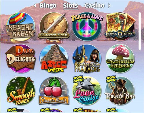 Goto to game button Bingo Menu